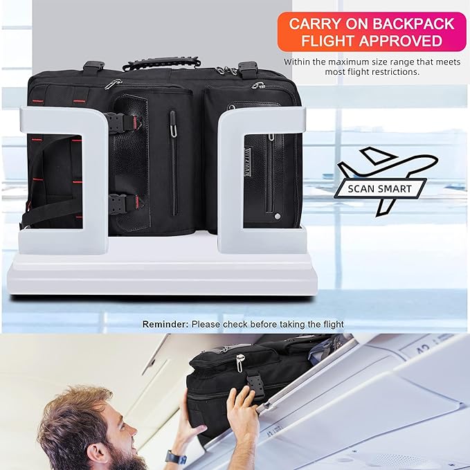 WITZMAN Carry On Travel Backpack for Men Duffle Bags Fit for 17 Inch Laptop Airline Approved Laptop Backpack(B685 Black)