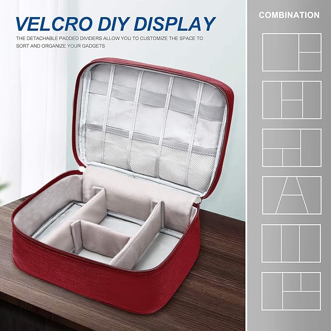 Electronics Organizer Travel Universal Cable Organizer Bag Waterproof Electronics Accessories Storage Cases for Cable, Charger, Phone, USB, SD Card, Hard Drives, Power Bank, Cords