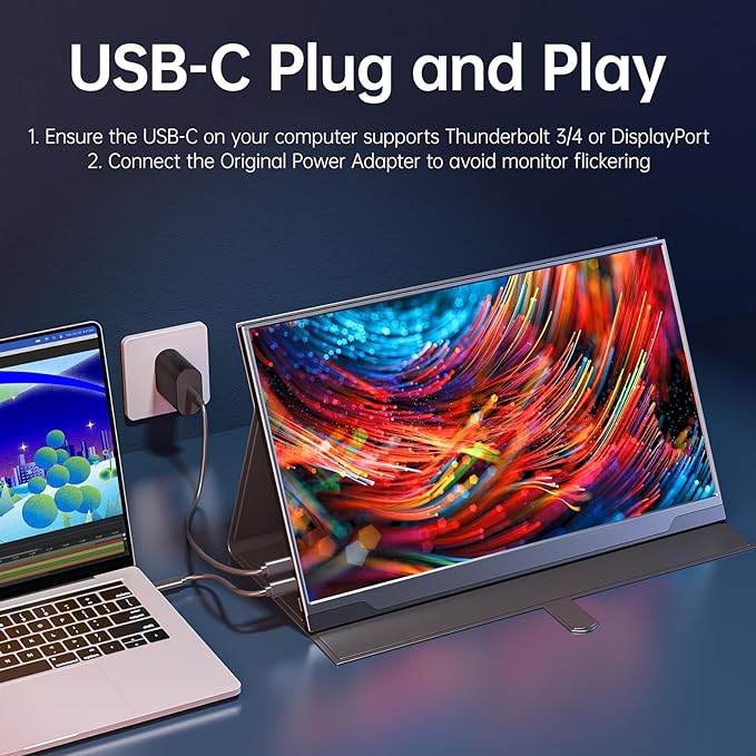 cocopar Portable Monitor - Upgraded 17.3 Inch 1080P FHD IPS HDR 100% sRGB FreeSync USB-C Gaming Monitor with Type-C Mini HDMI for Xbox PS4 Laptop PC Mac Surface, VESA mountable