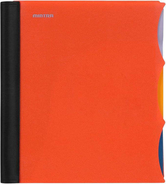 Mintra Office Durable PREMIUM Spiral Notebook, ((Orange, 3 Subject, 8.5in x 11in)), Fabric Covered Coils, No Snags, Removable Adjustable Pocket Dividers, Ruler, Organization, Customizable