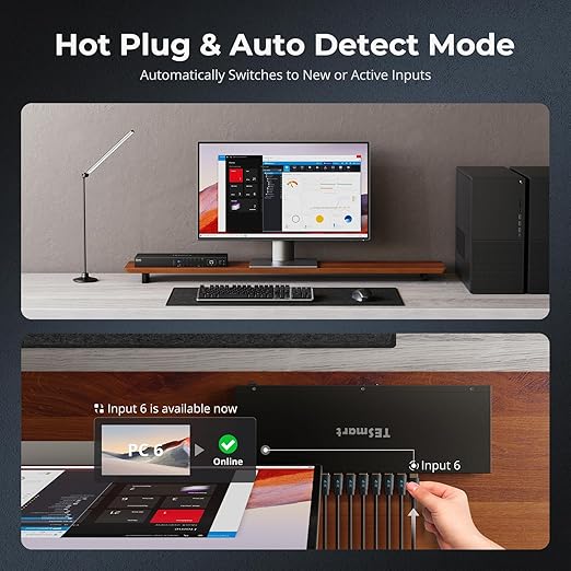 TESmart 16 Ports HDMI KVM Switch 4K@30Hz, 16X1 1U Rack Mount KVM USB2.0 EDID Emulator with 8 Pcs 5ft KVM Cable, Control up to 16 Computers/Servers, with RS232 & LAN Port