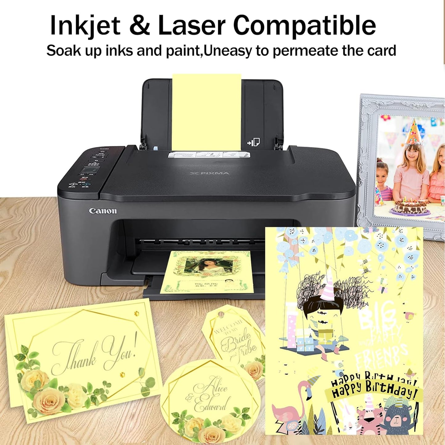 100 Sheets Yellow Cardstock 8.5 x 11 Thick Paper, Goefun 80lb Card Stock Printer Paper for Invitations, Menus, Wedding, DIY Cards