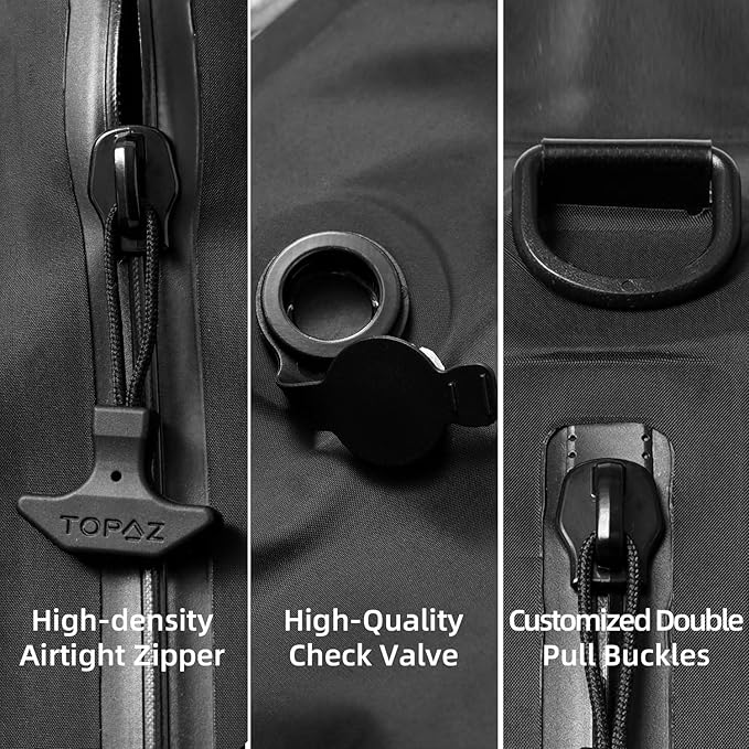 BAGAIL TPU Vacuum Bag for Travel, Reusable Compression Bag with IPX8 Waterproof Zipper, Save Space for Suitcase, Backpack and Carry on (Black, Large, With Pump)