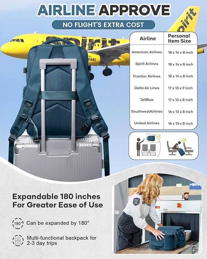 Vacuum Travel Backpack with Pump for Women,Personal Item Carry on Backpacks Flight Approved 18x14x8 inches for Men,Laptop Waterproof Work Compression bags Casual Daypack Blue.