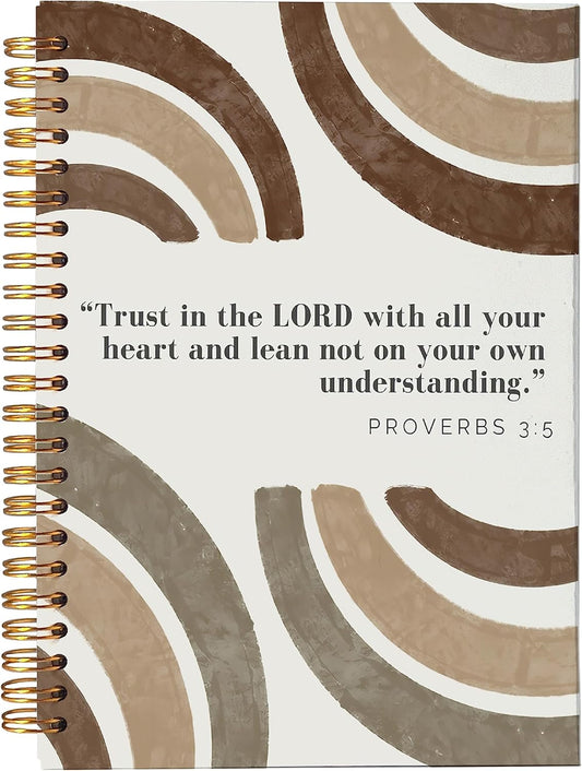 VNWEK Bible Scripture Proverbs 3:5 Trust in the Lord with All Your Heart Boho Brown Rainbow Spiral Notebook Journal 5.5 x 8.3 inches,Christian Lined Hardcover Spiral Notebook,Christian Gifts