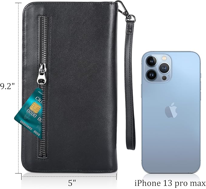 Polare Full Grain Leather Family Travel Passport Wallet and Documents Organizer RFID Blocking Case Holder Fits 6 Passports for Men and Women