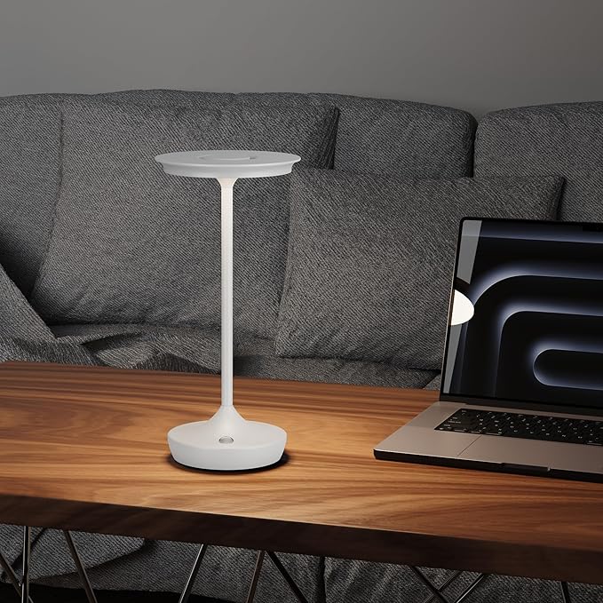 2 Pack LED Rechargeable Cordless Table Lamps, Portable Outdoor Battery Operated Table Light 3 Color Stepless Dimming Table Lamp with Memory Function for Patio Restaurant Dining Room White