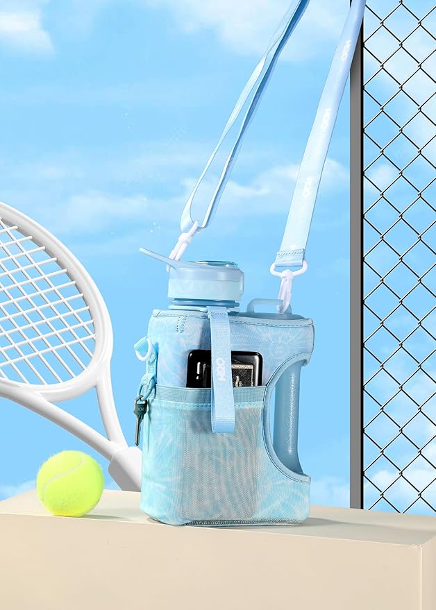 H2O Capsule Half Gallon Cube Square Water Bottle value pack - 2.2L Water Bottle with Strap, 2 Sleeves, Covered Straw Lid – BPA Free Reusable Sports Water Jug with Handle, (68 Ounce)