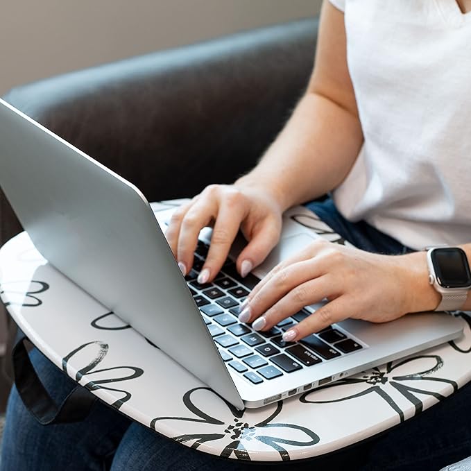 LAPGEAR MyStyle Portable Lap Desk with Cushion - Brushed Flower - Fits up to 15.6 Inch Laptops - Style No. 45308