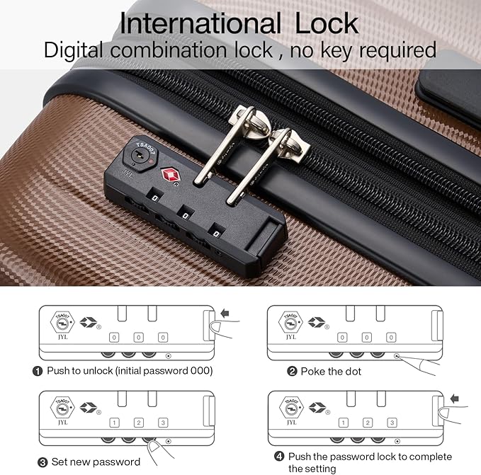 Hanke Expandable Hardshell Luggage Sets 3 piece Carry On Luggage with Wheels Suitcases Lightweight Checked Tsa Luggage Rolling Large Suitcase Travel Luggage Bag Woman Men 20/24/29 Inch(Brown)