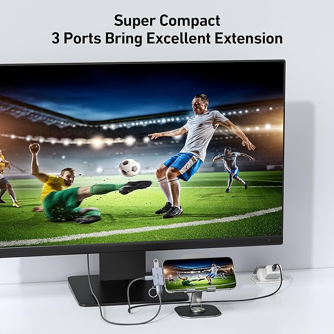 BENFEI USB C Hub 3-in-1, Super Compact, USB-C to HDMI 4K@60Hz, 10Gbps USB-A, 100W Power Delivery Compatible with iPad Pro, MacBook Pro/Air, iMac, iPhone 16/15 Pro/Pro Max, XPS, Thinkpad and More
