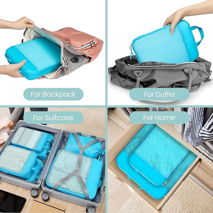 Cambond Compression Packing Cubes for Travel Women - Travel Bags Luggage Organizers Travel Essentials Compression Cubes for Travel Carry on Suitcases Organizer