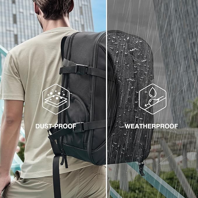 TSA-Friendly Travel Backpack with Laptop Compartment, 30L Carry-On Backpack for Men & Women, 180° Lay-Flat Design, Waterproof & Durable 1000D Oxford, Fits 15.6" Laptop