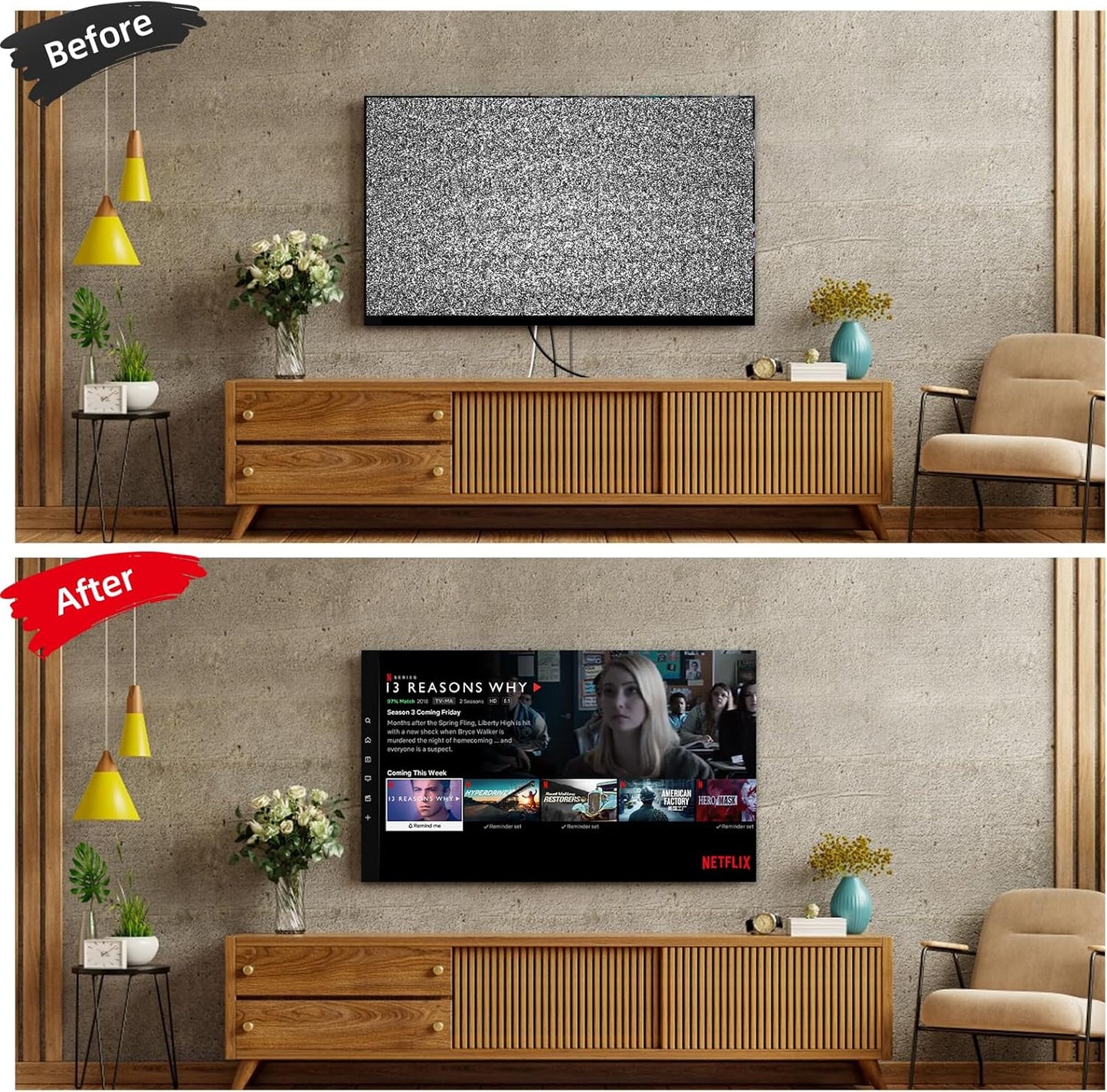 TV Wire Hider Kit for Wall Mount TV, White in Wall Cable Management Kit, Includes 2 Pass Throughs and Hole Saw Drill Attachment for Easy Install(Black) (RO-YCX-2P-BK)