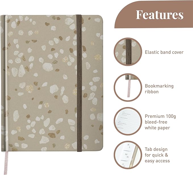Rileys & Co. Terrazzo Elegance Password Book | Alphabetical Tabs, Password Organizer, Secure Internet & Website Login Keeper, Username Storage | Stylish and Durable (Beige, 8 x 6 Inches)