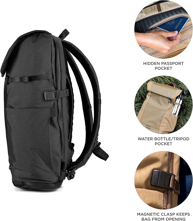 ERRANT Backpack Obsidian Black - Travel Backpack with Laptop Compartment, Waterproof 22L Everyday & Commuter Backpack for Men & Women