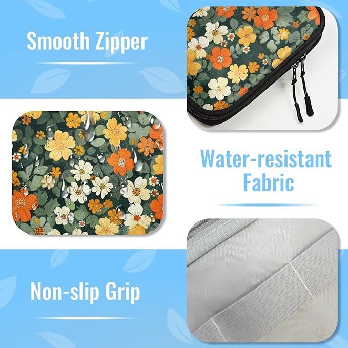 Autumn Flowers Electronics Travel Organizer Case, Tech Accessories Cable Storage Bag for Cords, Charger, Phone, Hard Drive