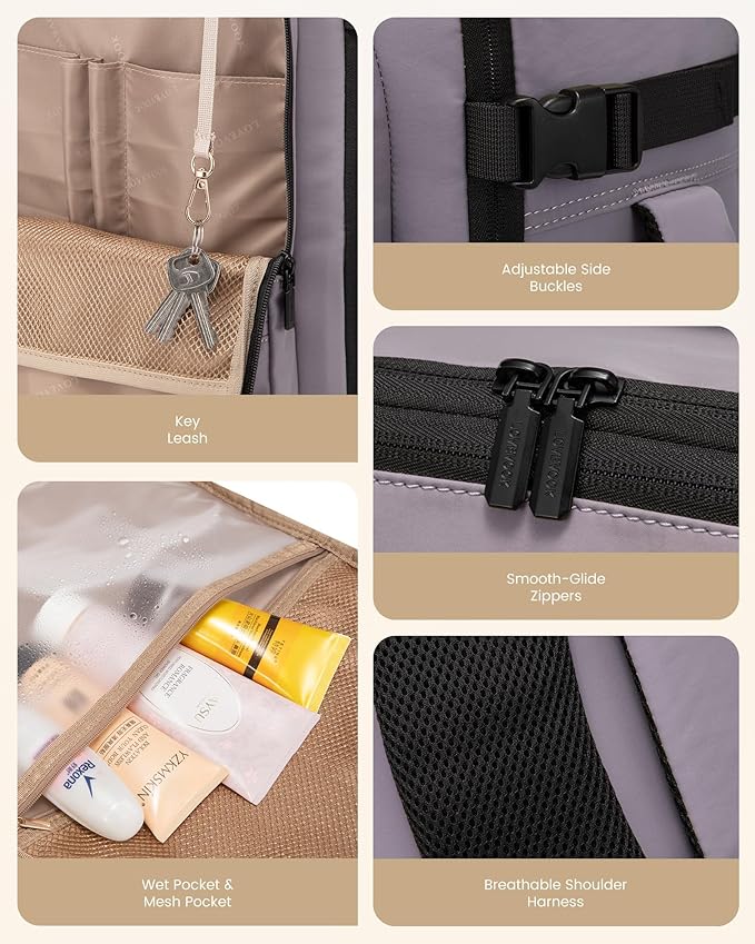 LOVEVOOK Travel Backpack for Women & Men, 60L Large Carry On Backpack Airline Approved, TSA Personal Item Weekender Bag, Water Resistant Laptop Backpacks with 3 Packing Cubes for Travel Essentials