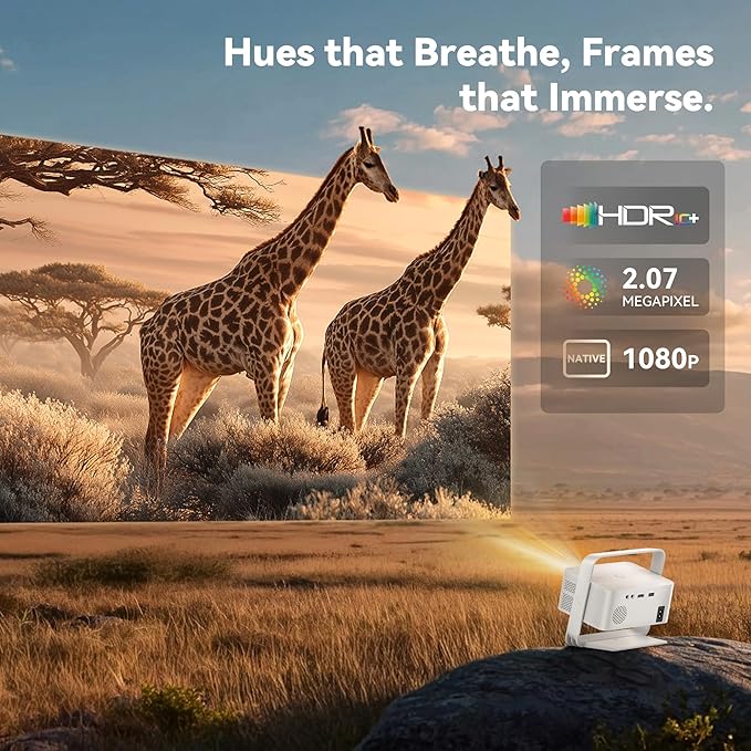 Projector with WiFi and Bluetooth, Smart 4K Projector Built-in 10,000+ APPS for Dolby Audio Home Theater Movie, Native 1080P Portable Outdoor-Proyector with HDR10+