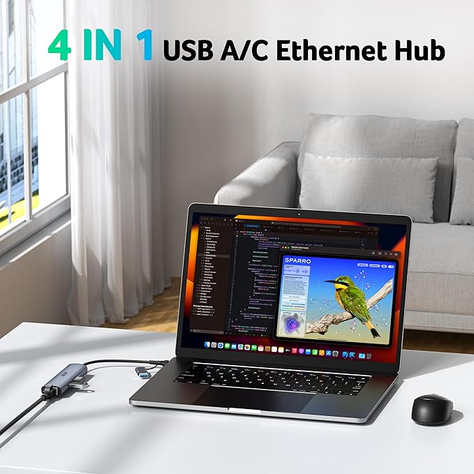 Acer USB to Ethernet Adapter, USBC Hub Ethernet 1Gbps with 3*USB 3.0, Aluminum Heat Dissipation, Driver Free, USB to Network Adapter for Windows 10, 8.1, Mac OS, Laptop, MacBook Pro, iPad, XPS, etc