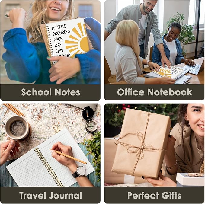 Wheatwin Positive Affirmations Notebook Journal, Motivational Inspirational Office Notebooks for Note Taking Work, Hardcover Spiral Notebook Gifts for Student Kids Teen 5.5x8.3