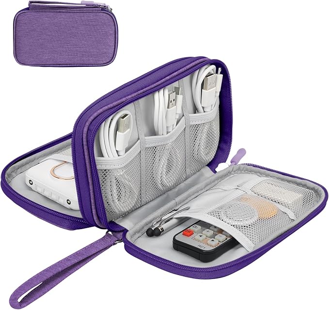 Skycase Zipper Pencil Pouch for girls - Double Layers Special Pencil Case Cute, Tech Organizer Travel Case, All-in-One Large Capacity Pencilcase for College Student Teen,Travel Essentials, Purple