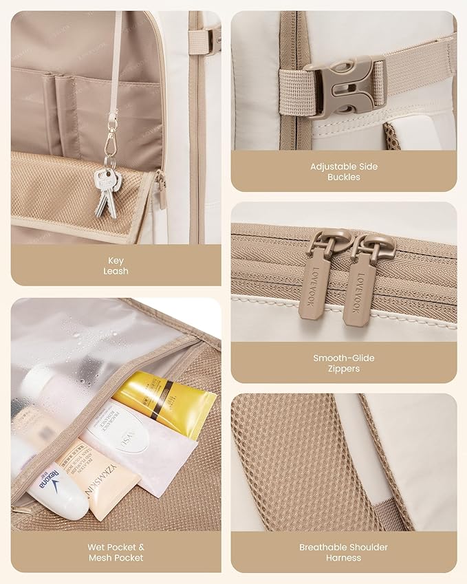 LOVEVOOK Travel Backpack for Women & Men, 40L Large Carry On Backpack Airline Approved, TSA Personal Item Weekender Bag, Water Resistant Laptop Backpack with 3 Packing Cubes for Travel Essentials