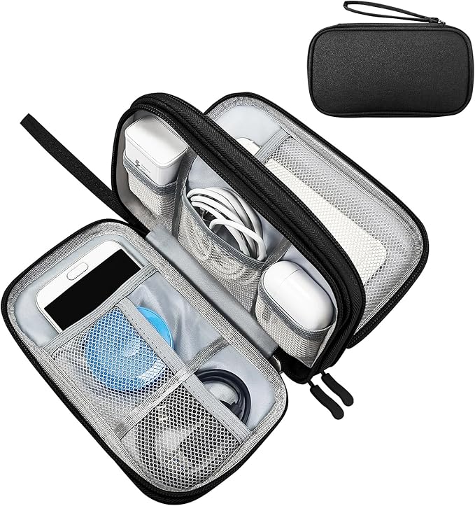 SMONT Cord Cable Organizer Travel Charger Bag Electronic Pouch Case Black