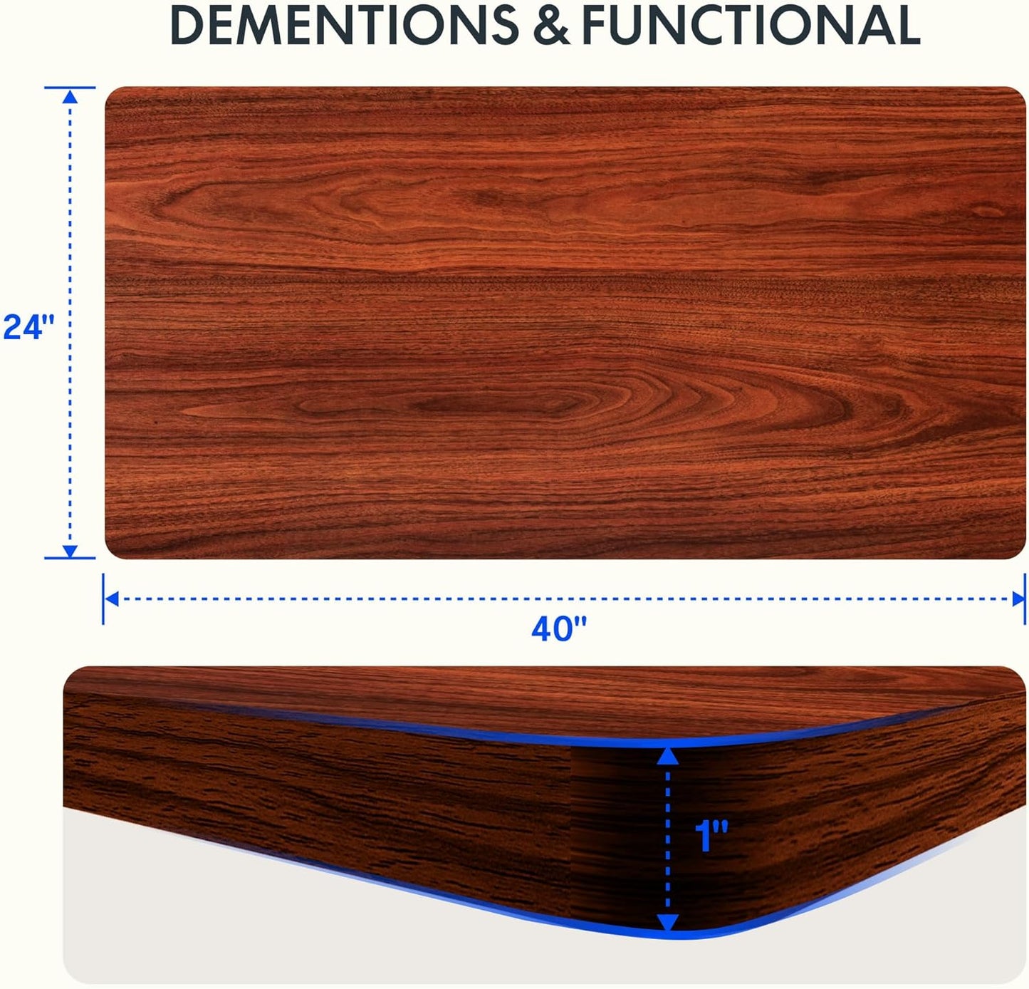FLEXISPOT EN1 Essential Adjustable Height Desk Electric 40 inch X 24 inch Whole-Piece Desktop Small Standing Desk Ergonomic Memory Controller (White Frame + 40 inch Mahogany Desktop)