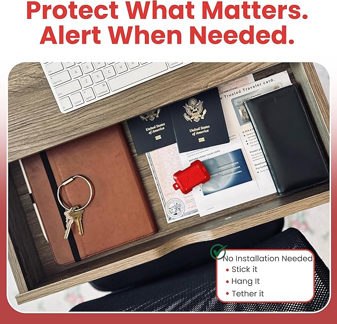 Kinisafe Alert, Wi-Fi Motion Sensor, Real-time SMS, Email, Push Alerts, IFTTT, Gun Safes, Cabinets, Home, Office, Easy Install, No Subscription, Long Lasting Rechargeable Battery