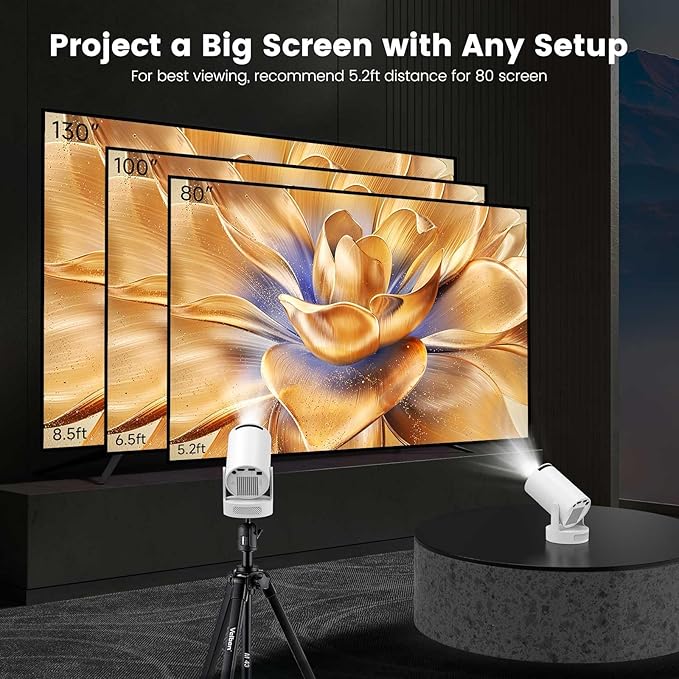 Mini Projector with WiFi and Bluetooth, Portable Projector Support Soundbase Speaker, 170 ANSI, Auto Vertical Keystone 180°Rotatable Portable Proyector for Home Bedroom Outdoor, HY300 ULTRA