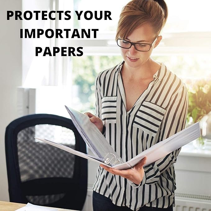 3 Ring Binder, Professional Angle D Ring Vinyl 3 Inch, Presentation Folder for Standard Pages 8.5 x 11 with Pockets, Crystal Clear View White (12 Pack) for Office Supplies