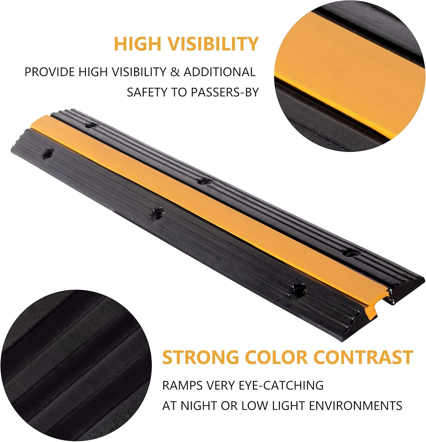 3 Pack Rubber Cable Ramp Hose Cable Protector Ramp 1 Channel 11000Lbs Load Capacity Traffic Speed Bump Wires Power Lines Extension Cord Cover for Indoor Outdoor