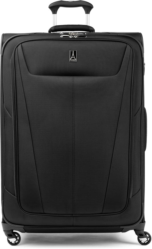 Travelpro Maxlite 5 Softside Expandable Checked Luggage with 4 Spinner Wheels, Lightweight Suitcase, Men and Women, Black, Checked Large 29-Inch