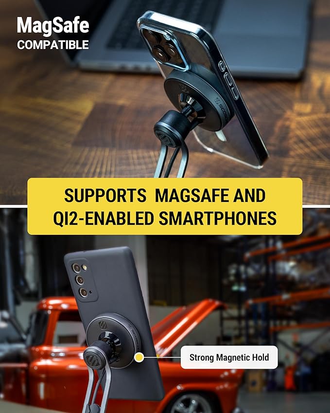 Scosche MagicMount Charge Pro Qi2 Home/Office MagSafe Suction Mount, 15W Fast Wireless Charger Magnetic Cell Phone Holder Compatible with iPhone 16/15/14/13/12 Pro Max Plus and Samsung Galaxy S25