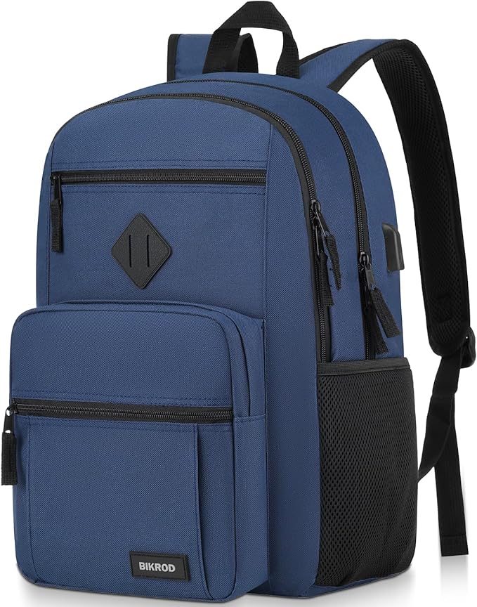 BIKROD Backpack for Boys Men, School Backpack for Teens Girls, Lightweight Casual High School Bookbag, Daily-use Travel Laptop Backpack with USB Charging Port Fits 15.6 Inch Notebook