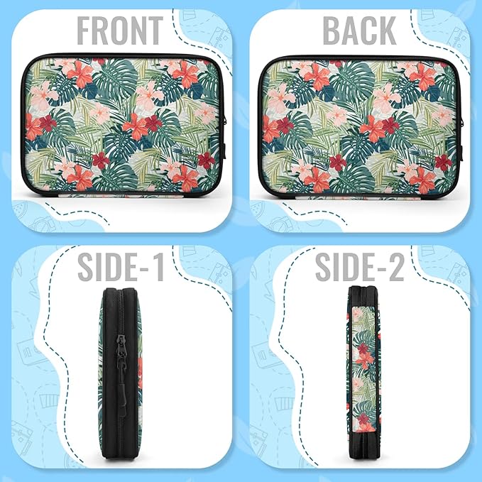 Tropical Flowers Electronics Travel Organizer Case, Tech Accessories Cable Storage Bag for Cords, Charger, Phone, Hard Drive