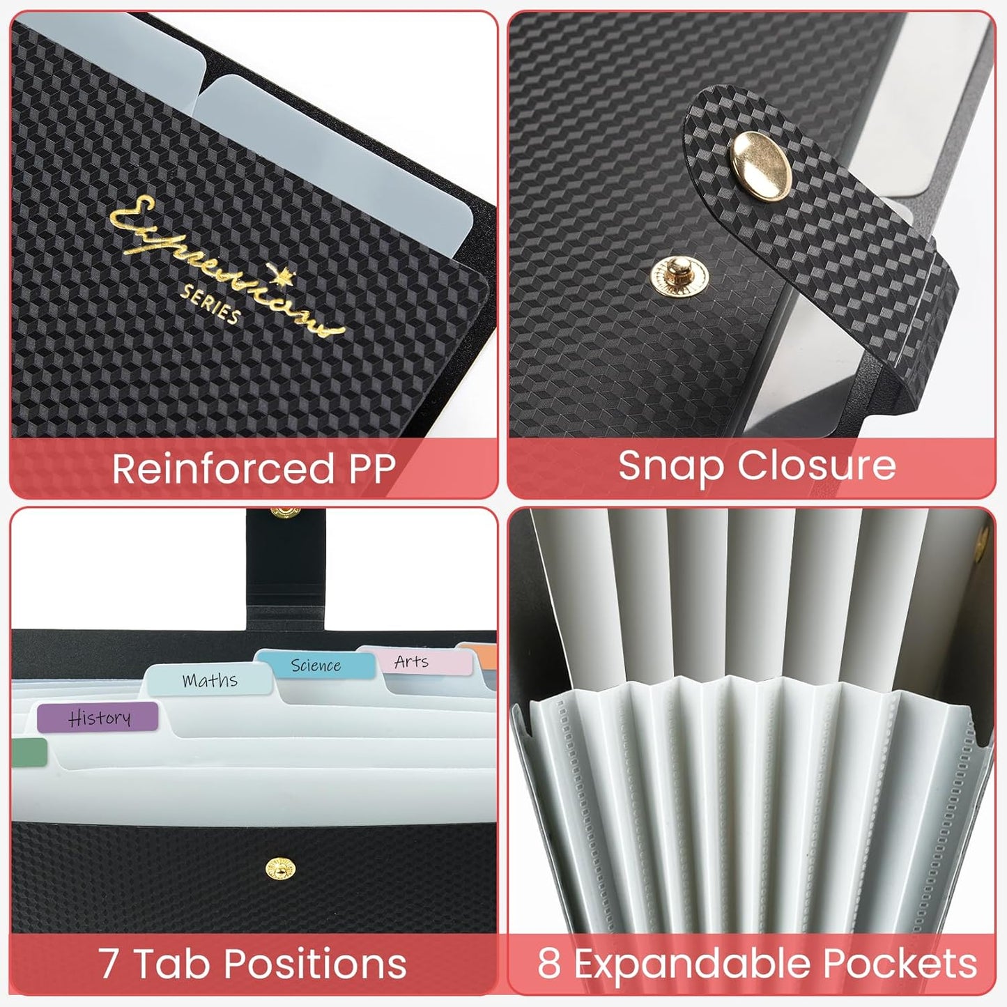 Sooez Accordion File Organizer, 8 Pocket Expanding File Folder with Labels, Letter Size Folders for Documents, Portable Paper Bill Receipt Organizer for Home School Office Supplies, Navy Blue