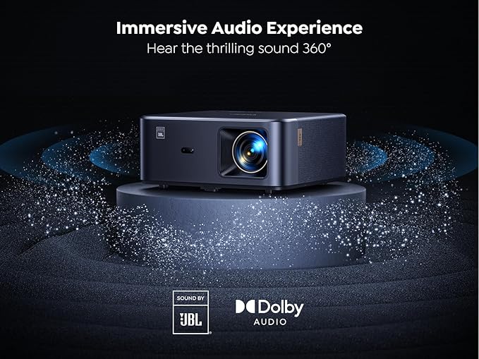 Projector 4K with Google TV, YABER K2s WiFi 6 Bluetooth Projector, Sound by JBL, Dolby Audio, Auto Focus & Keystone,Native 1080P 4K Supported Outdoor Movie Projector with Netflix 7000+ Apps