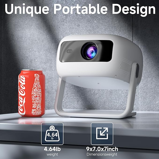 [360°Adjustable Stand] Mini Projector with WiFi and Bluetooth: Electric Focus & Auto Keystone 1080p Supported, 15000L,Multi-Device Compatible Outdoor Phone Projector - Visulapex Portable Home Theater