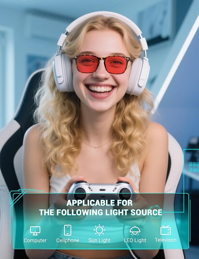 TIJN Sleep Glasses for 99.9% Blue Green Light Blocking Dual AR Coatings Red Lens for Computer Gaming Reduce Eyestrain