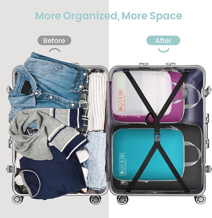 Cambond Compression Packing Cubes for Travel Women - Travel Bags Luggage Organizers Travel Essentials Compression Cubes for Travel Carry on Suitcases Organizer