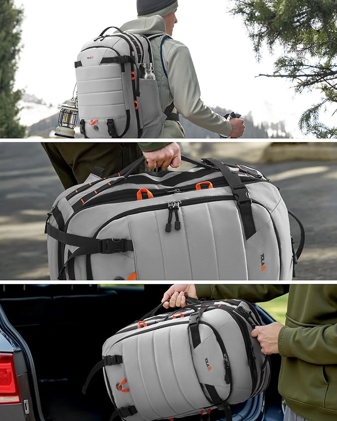 Tolaccea Carry on Travel Backpack, TSA Friendly Flight Approved Laptop Backpack Duffle Bag for Men Women with Dual Laptop Storage for 17.3", Expandable Business Rucksack 40L-50L Large - Grey