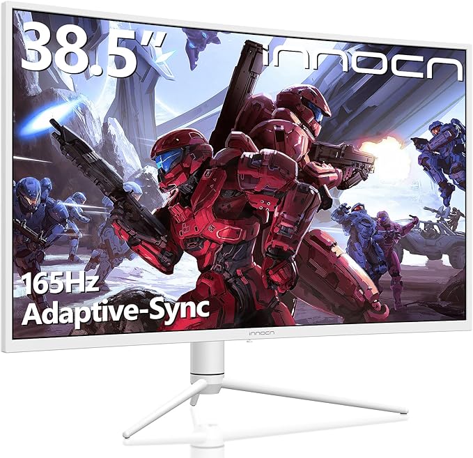 INNOCN 39G1R 39" Ultrawide Curved Gaming Monitor 165Hz 144Hz(Support) QHD 2K 2560 x 1440p HDMI 2.0 HDR10 FreeSync Computer Monitor, 99% sRGB, Tilt/Swivel/Height Adjustable, w/Speakers, White