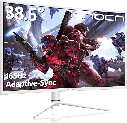 INNOCN 39G1R 39" Ultrawide Curved Gaming Monitor 165Hz 144Hz(Support) QHD 2K 2560 x 1440p HDMI 2.0 HDR10 FreeSync Computer Monitor, 99% sRGB, Tilt/Swivel/Height Adjustable, w/Speakers, White