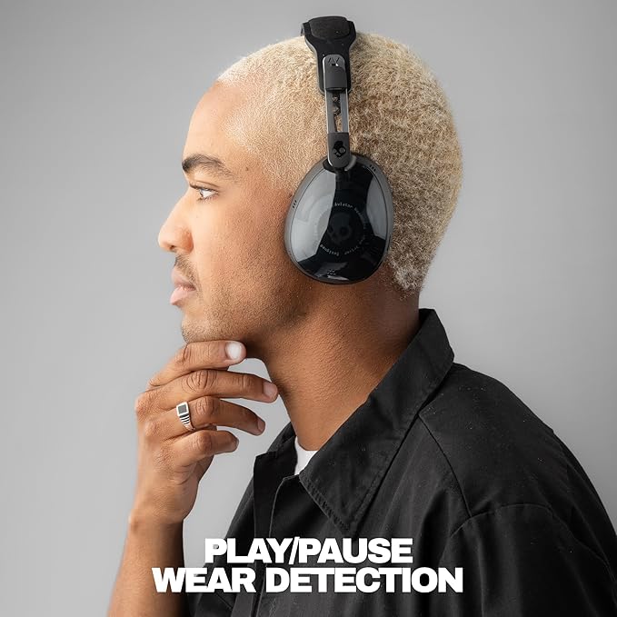 Skullcandy Aviator 900 ANC Wireless Over-Ear Bluetooth Headphones, THX Spatial Audio with Head Tracking, Adaptive Noise Cancelling, Up to 60 Hours Battery, Microphone for iPhone Android - True Black