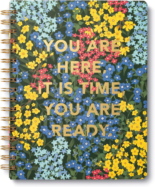 Compendium Spiral Notebook - You are here, it is time, you are ready. — A Designer Spiral Notebook with 192 Lined Pages, College Ruled, 7.0”W x 9.25”H