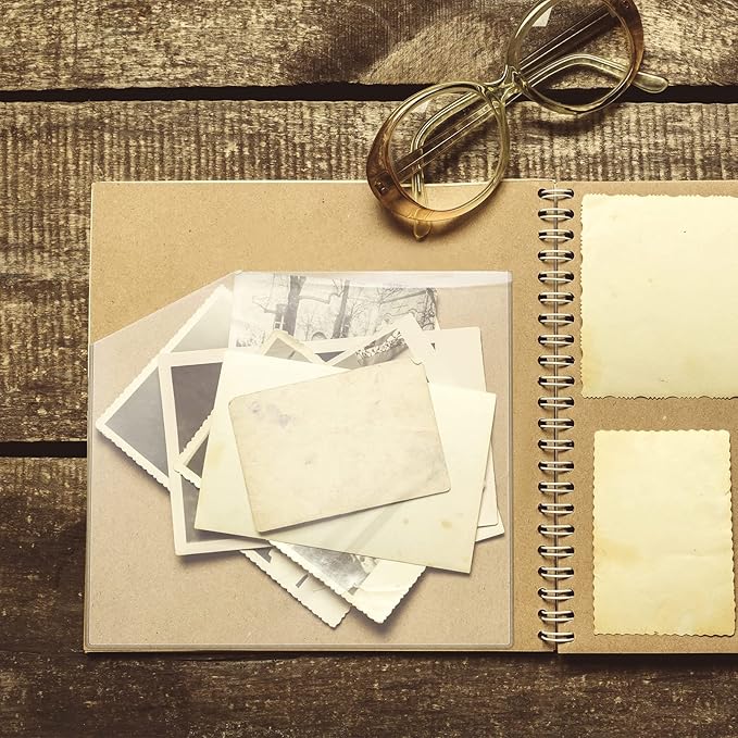 Tinlade 24 Pcs Adhesive Clear Corner Pockets 6 x 6 Inch Sticky Pocket Sleeves Self Adhesive Planner Pockets Adds Extra Storage Space to Notebooks Folders Planner Accessories, Home Office School