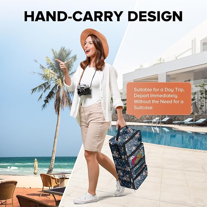 Suitcase Organizer, Travel Luggage Organizer Hanging Shelves Packing Cube Closet/Collapsible Portable Travel Organizer for Carry-on