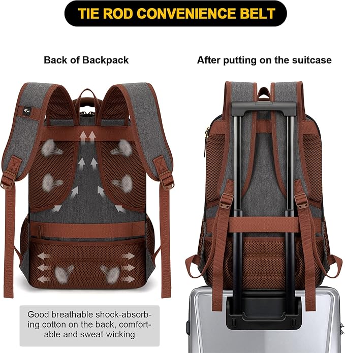 Tzowla Canvas Laptop Backpack, Bag for Men Women,Travel Work Rucksack Fits 15.6 Inch Laptop, Bookbag with USB Charging Port